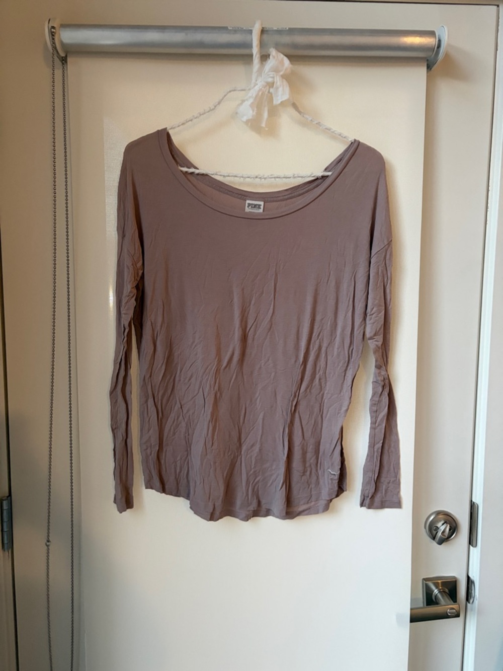 PINK Victoria's Secret Mauve Taupe Long Sleeve Scoop Neck Top